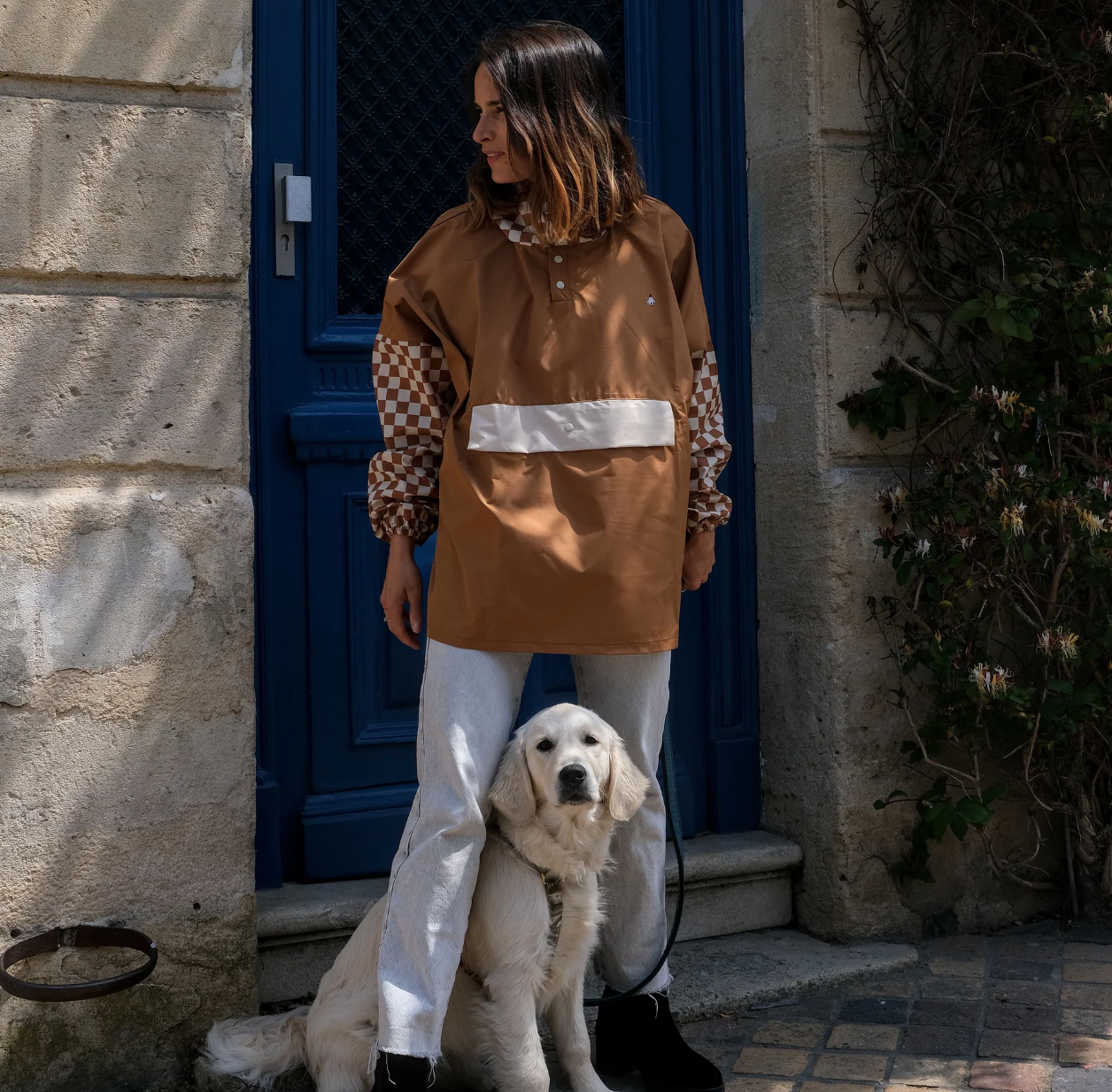 Poncho de pluie court 'damier' adulte - Poule Party