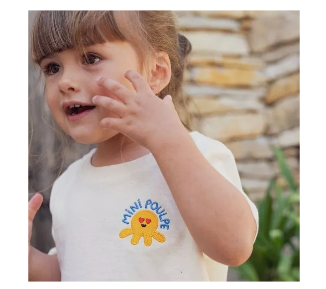 T-shirt brodé 'Mini Poulpe'