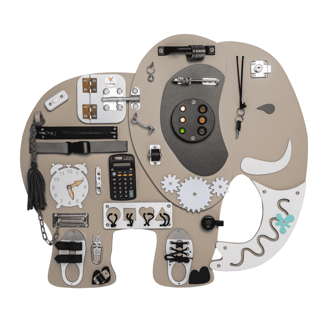 Busy Board (Planche d'activités) Kostek l'éléphant