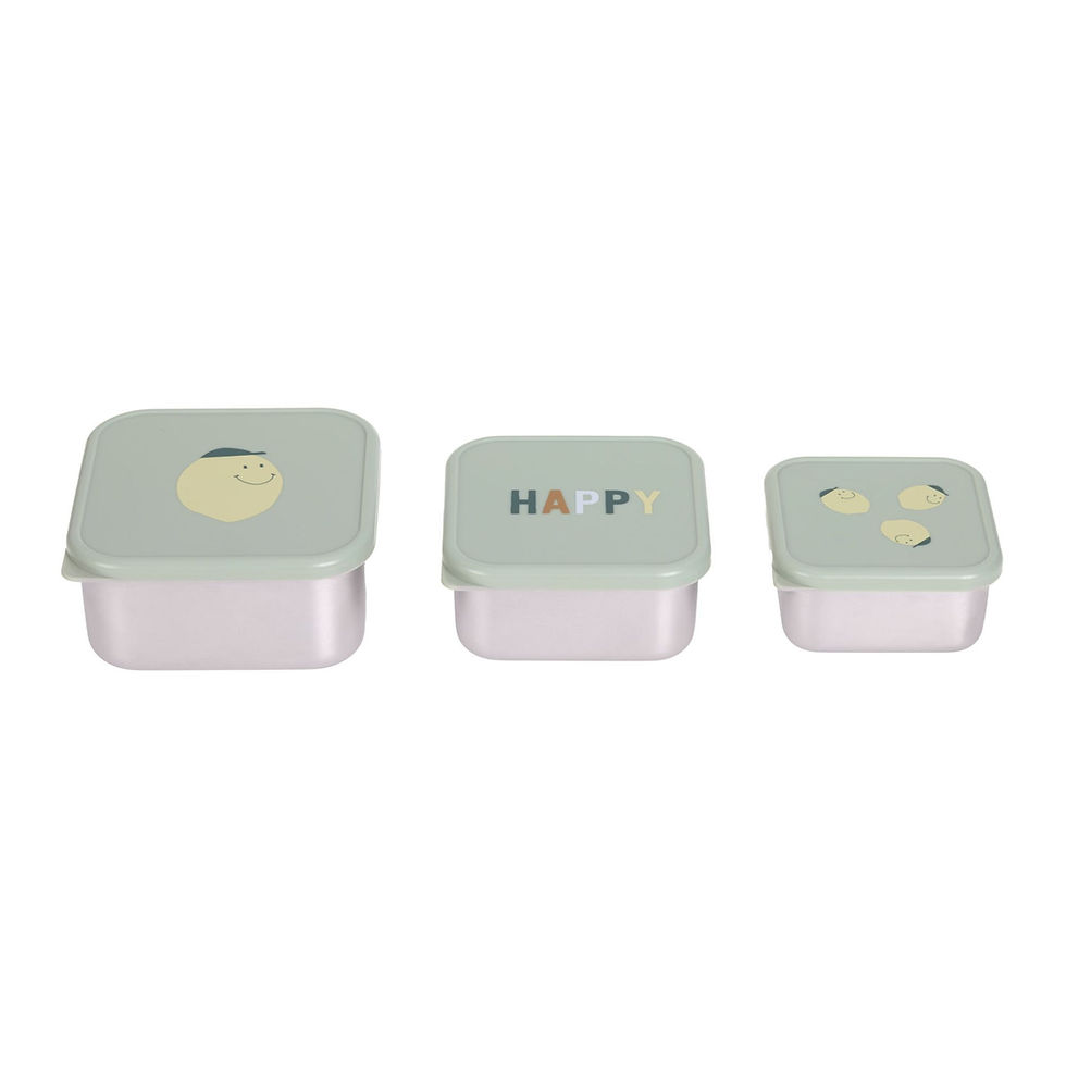 Miniature : Lot de 3 boîtes à goûter en inox 'happy lemon' - Lassig