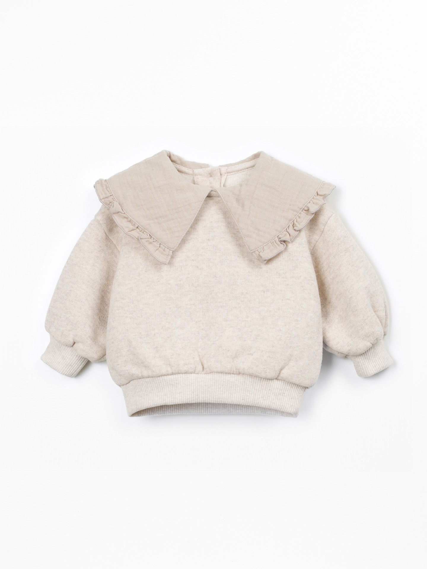 Sweat coton avec col volant gaze - Play Up