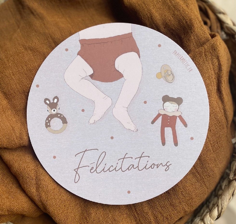 Miniature : Carte ronde 'félicitations' bambi - Papier Poetic