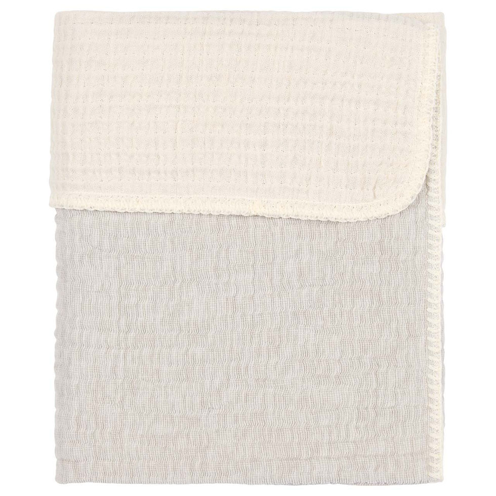 Miniature : Couverture berceau coton Rivoli 'stone' - Koeka
