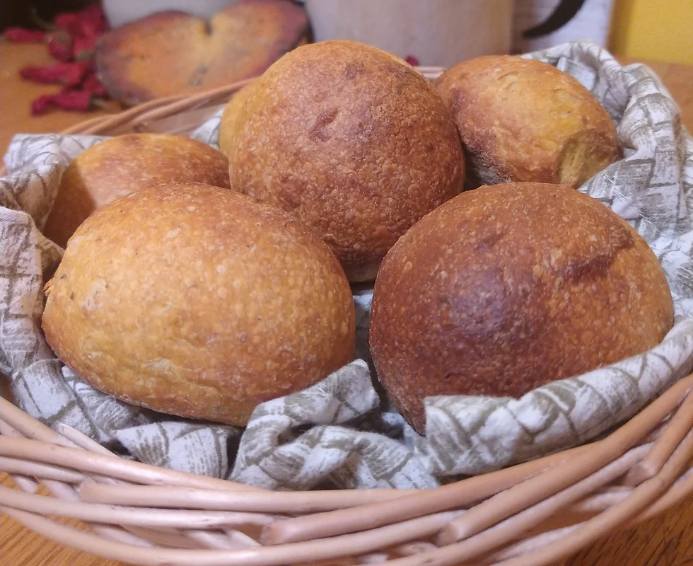 Soup CSA Add-On 6-pack of Elemental Bread Sourdough Country White Rolls.