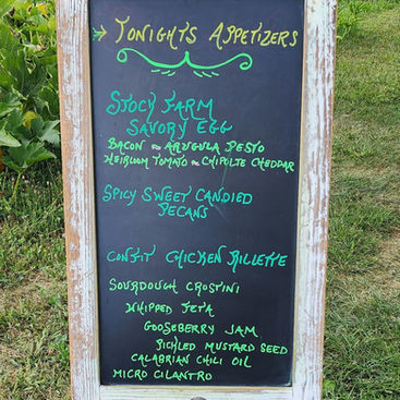 Dinner at the farm menu