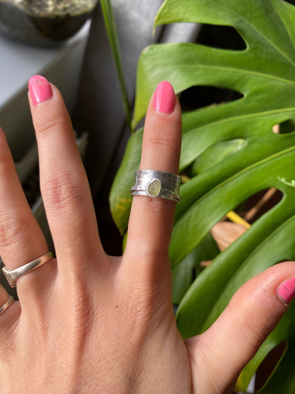 Thumbnail: Sage Green Cornish Seaglass Spinner Ring