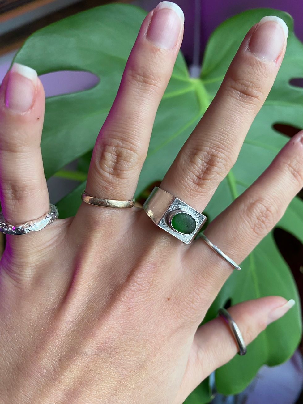 Thumbnail: Green Cornish Seaglass Signet Ring