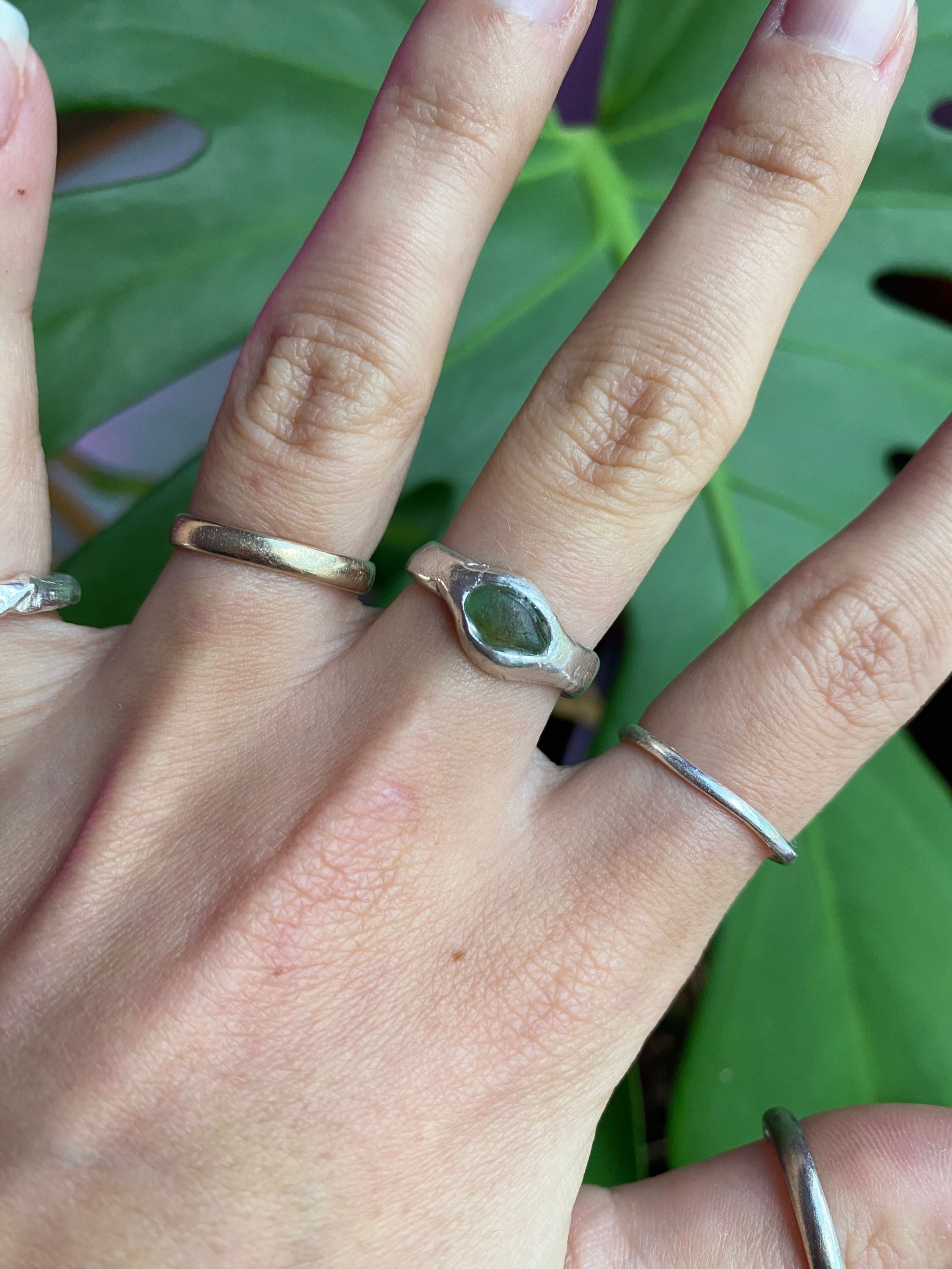 Sea Green Set Seaglass Silver Ring