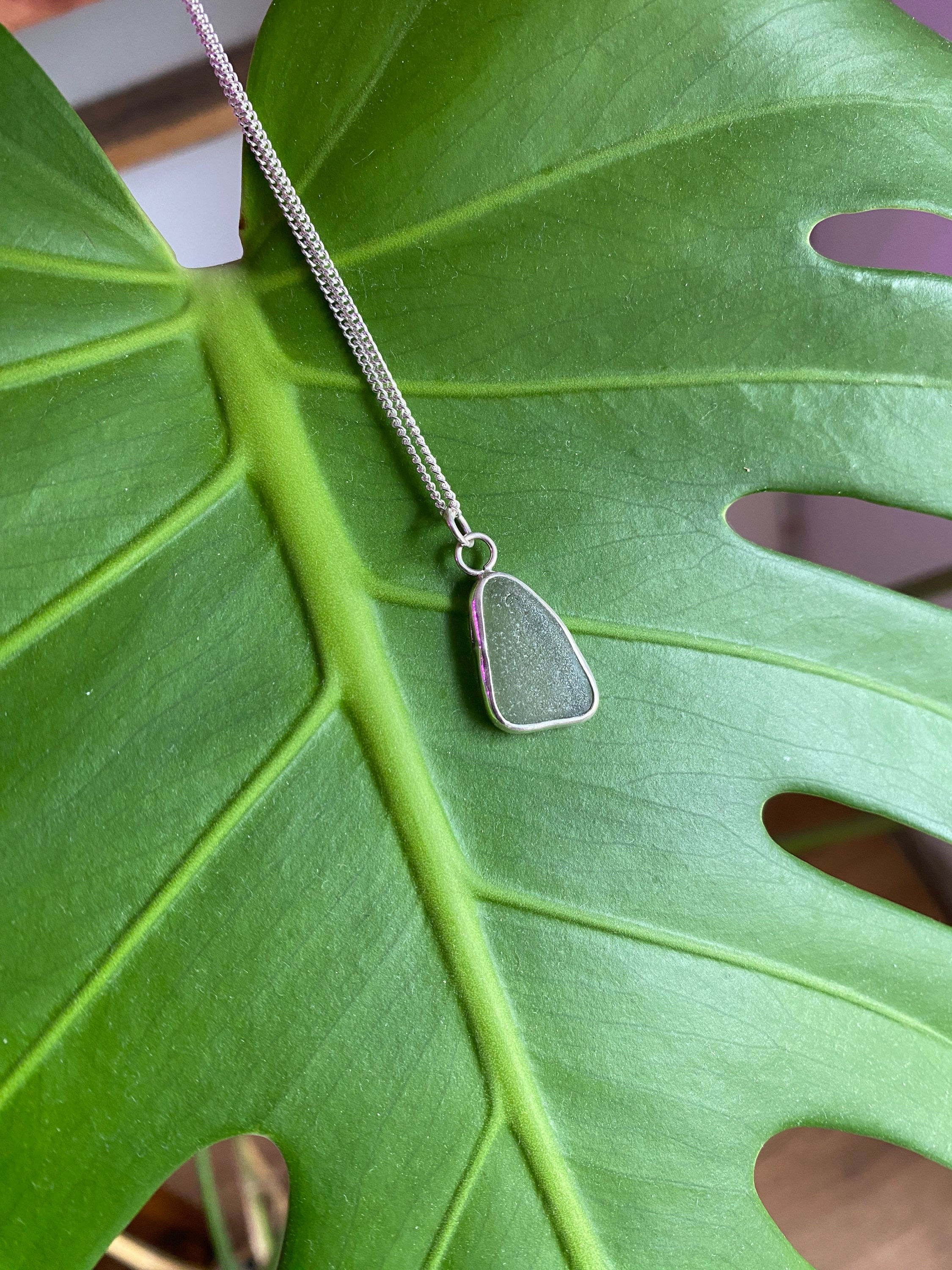 Green Cornish Seaglass Pendant Necklace