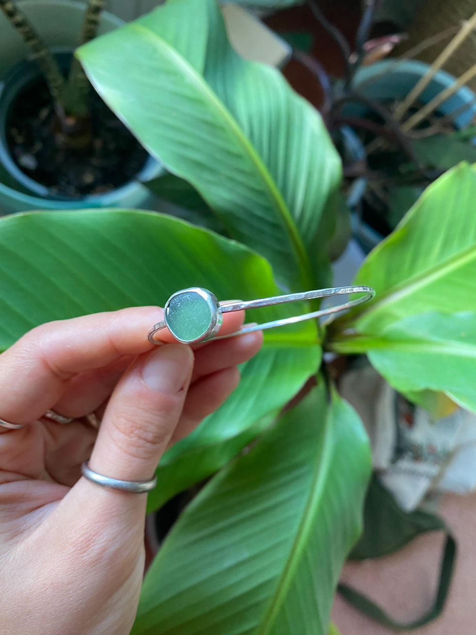 Green Cornish Seaglass Bangle