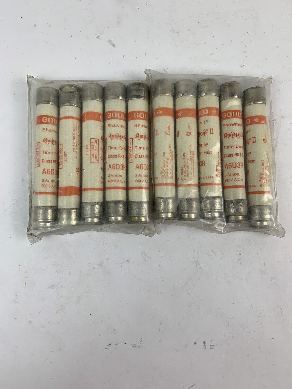 GOULD SHAWMUT A6D3R RK1 TIME DELAY FUSE AMP-TRAP II 3AMP 600VAC "Lot of 10"