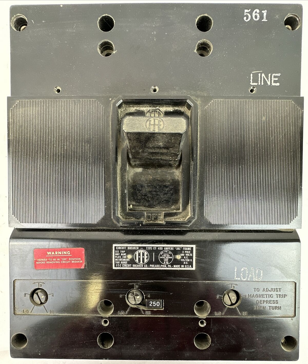 Thumbnail: ITE ET5745 400A CIRCUIT BREAKER FRAME 125/250VDC 600VAC 3POLE W/ 250A TRIP UNIT