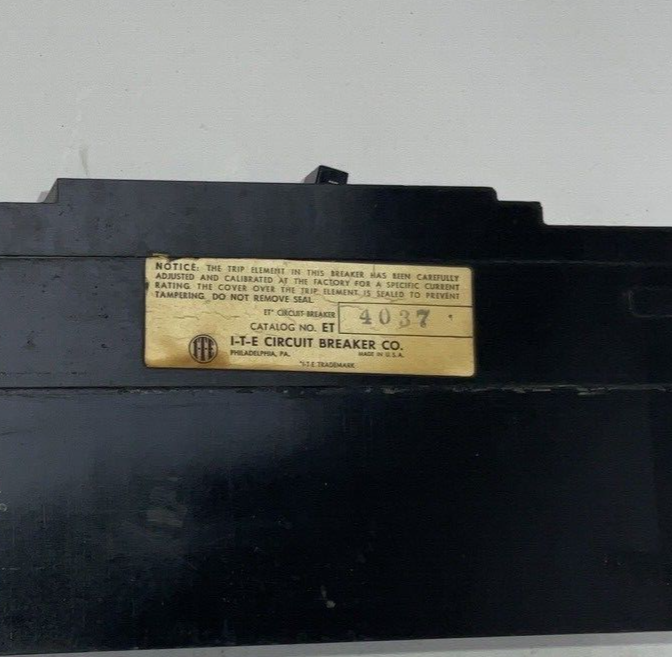 Thumbnail: ITE ET4037 CIRCUIT BREAKER 3POLE 100A 600VAC 125/250VDC F FRAME