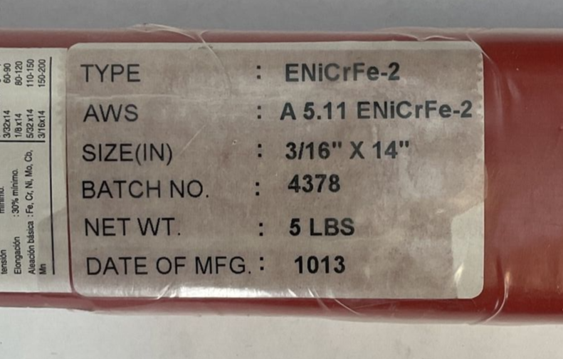 Thumbnail: ENICRFE-2 AWS A 5.11 ENiCrFe-2 3/16" X 14" 5LBS 23XM28