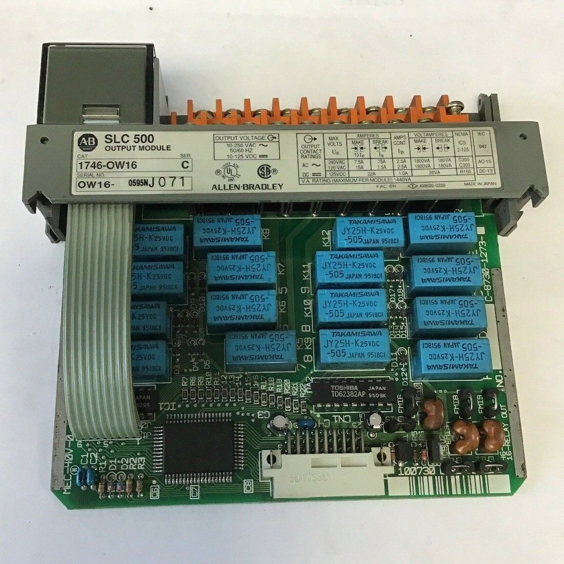 ALLEN BRADLEY SLC500 1746-OW16 OUTPUT MODULE SER.C 265VAC/125VDC***LOTOF3***