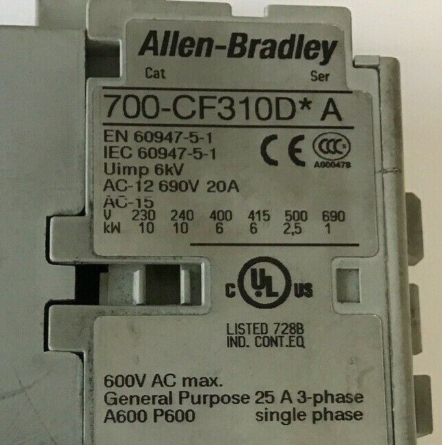 Thumbnail: ALLEN BRADLEY 700-CF310D* SER.A 600VAC 25A 3PH CONTROL RELAY