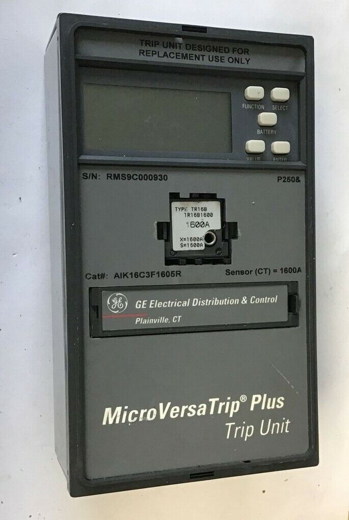 GENERAL ELECTRIC AIK16C3F1605R TRIP UNIT W/TR16B1600 1600A MICROVERSATRIP