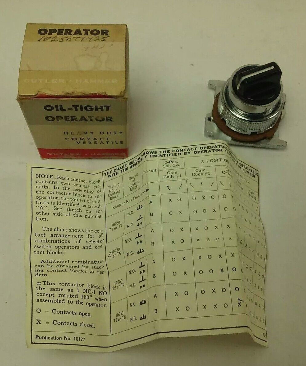 CUTLER HAMMER, 10250T1425, 10250T, OIL-TIGHT OPERATOR PUSH BUTTON LINE, CAM 5