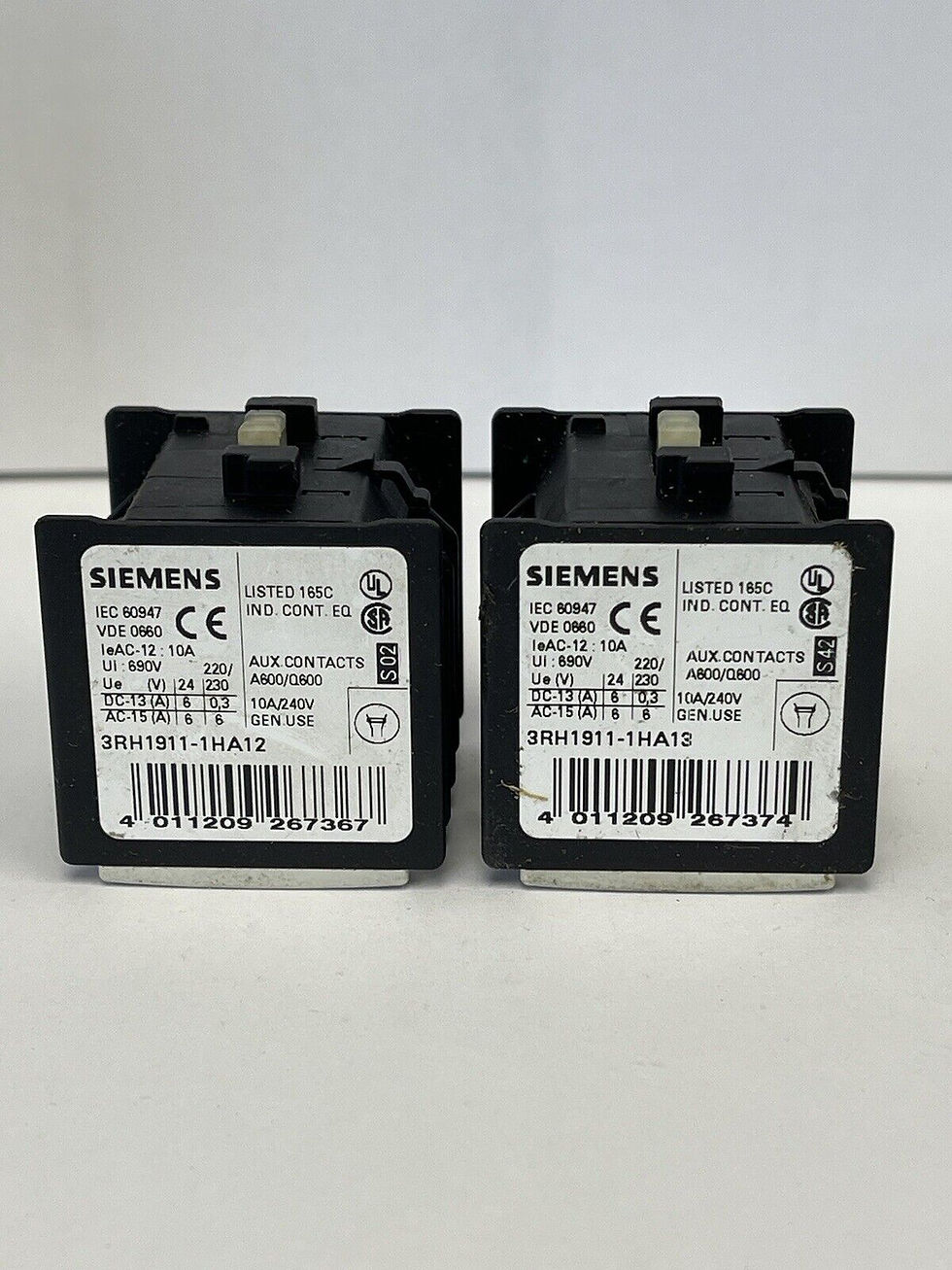 Thumbnail: SIEMENS *2 UNITS*- 3RH1911-1HA12 AND 3RH1911-1HA13 - AUXILIARY CONTACTS