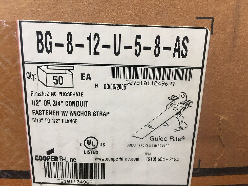 COOPER BG-8-12-U-5-8-AS 1/2" OR 3/4" CONDUIT FASTENER W/ANCHOR STRAP (BOX OF 50)