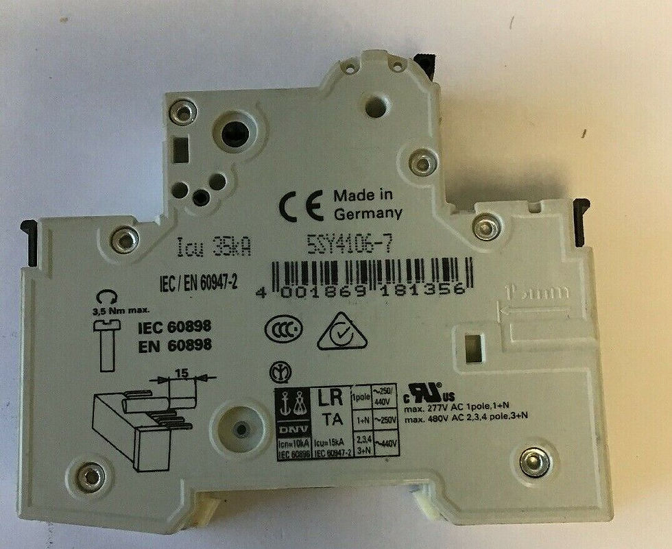 Thumbnail: SIEMENS  5SY416-7  MCB C6, 6AMP 250VAC/400V  CIRCUIT BREAKER (LOT OF 5)