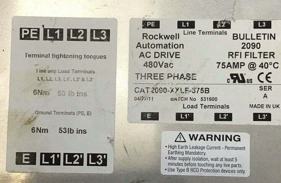 Thumbnail: ROCKWELL AUTOMATION 2090-XXLF-375B AC DRIVE RFI FILTER 3PH SER.A 75A 480VAC