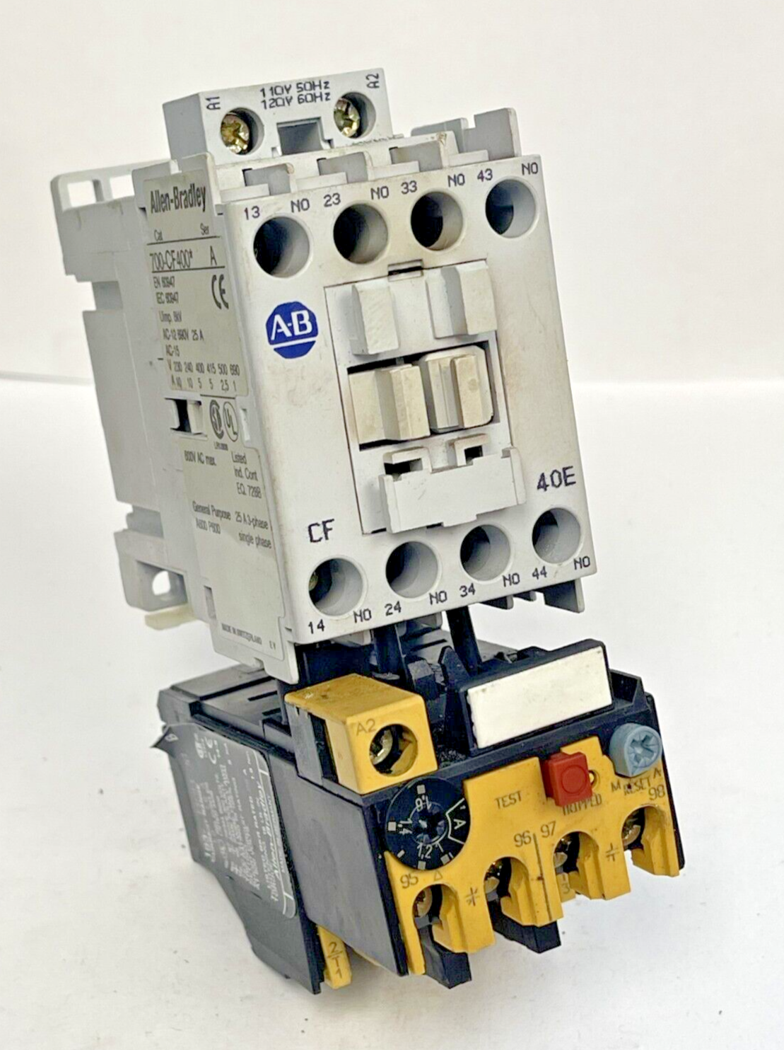 ALLEN BRADLEY - 700-CF400* SER. A CONTACTOR & 193-BSB 16 SER. B RELAY 120 V COIL