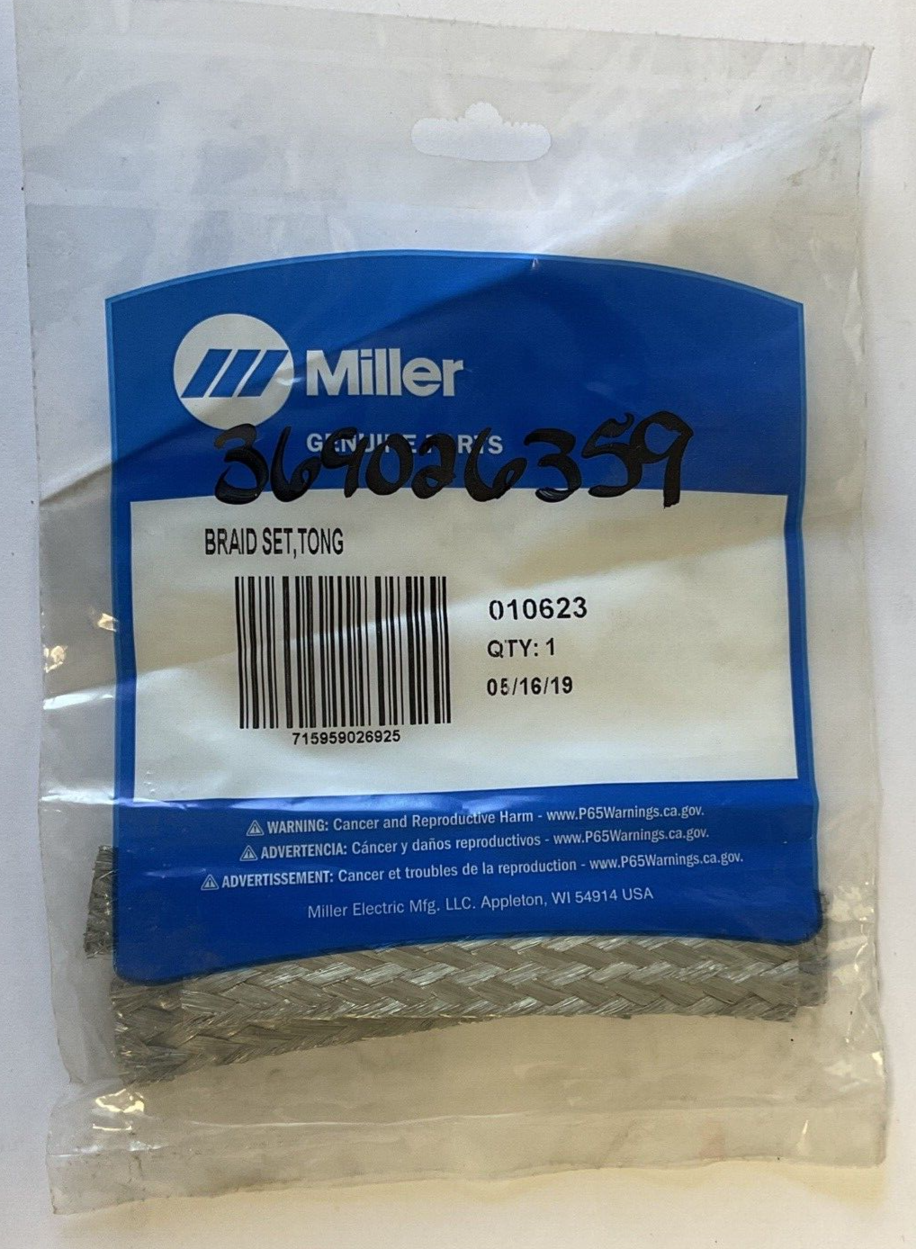MILLER 010623 BRAID SET TONG