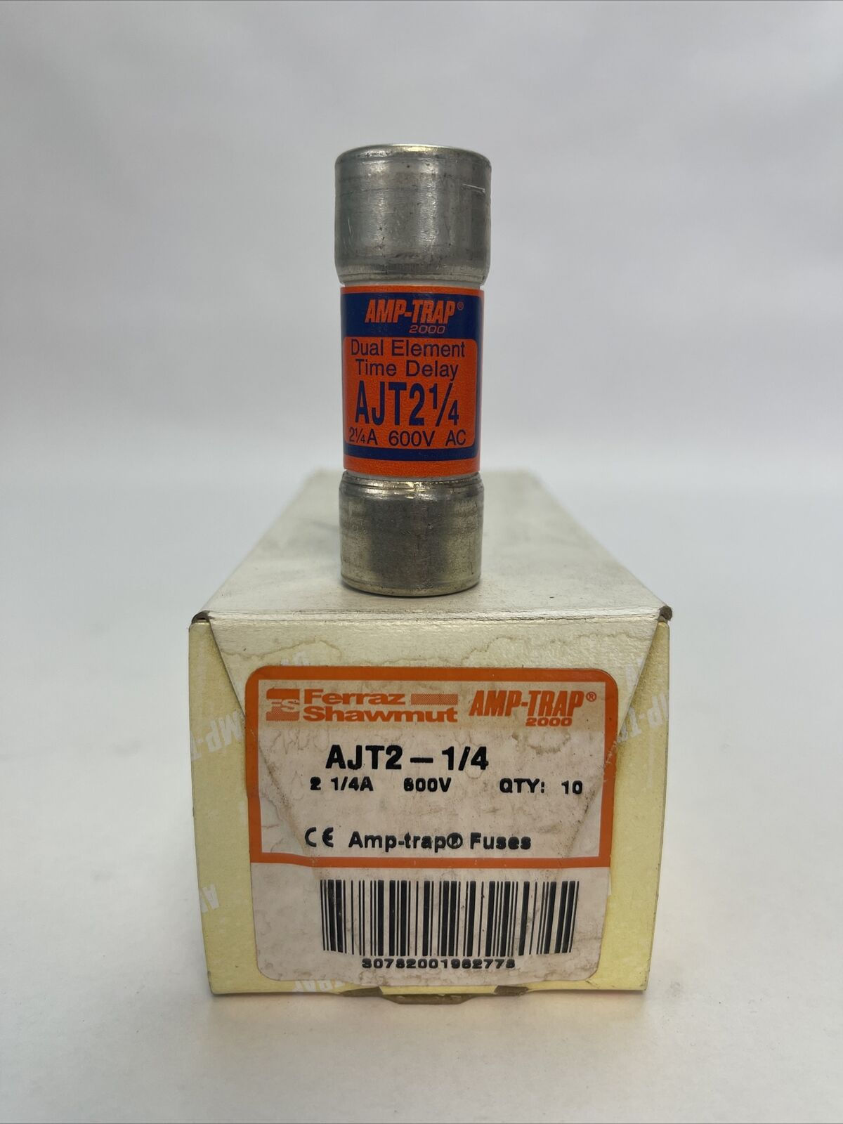 FERRAZ AJT2-1/4 AMP-TRAP 2000 DUAL ELEMENT FUSE 2-1/4AMP 600VAC (LOT OF 10)