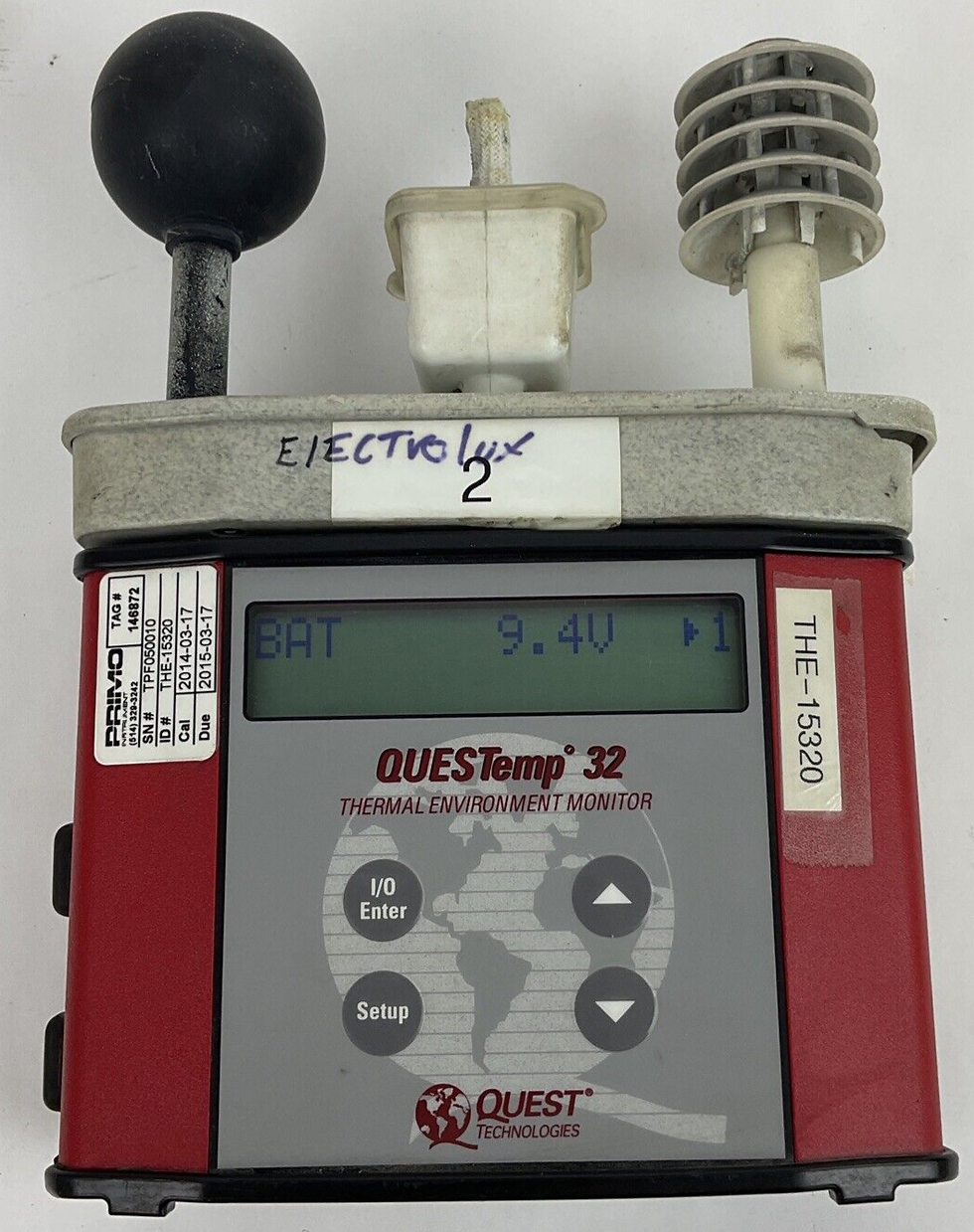 QUEST TECHNOLOGIES THE-15320 THERMAL ENVIROMENT MONITOR QUESTEMP 32 TPF050010