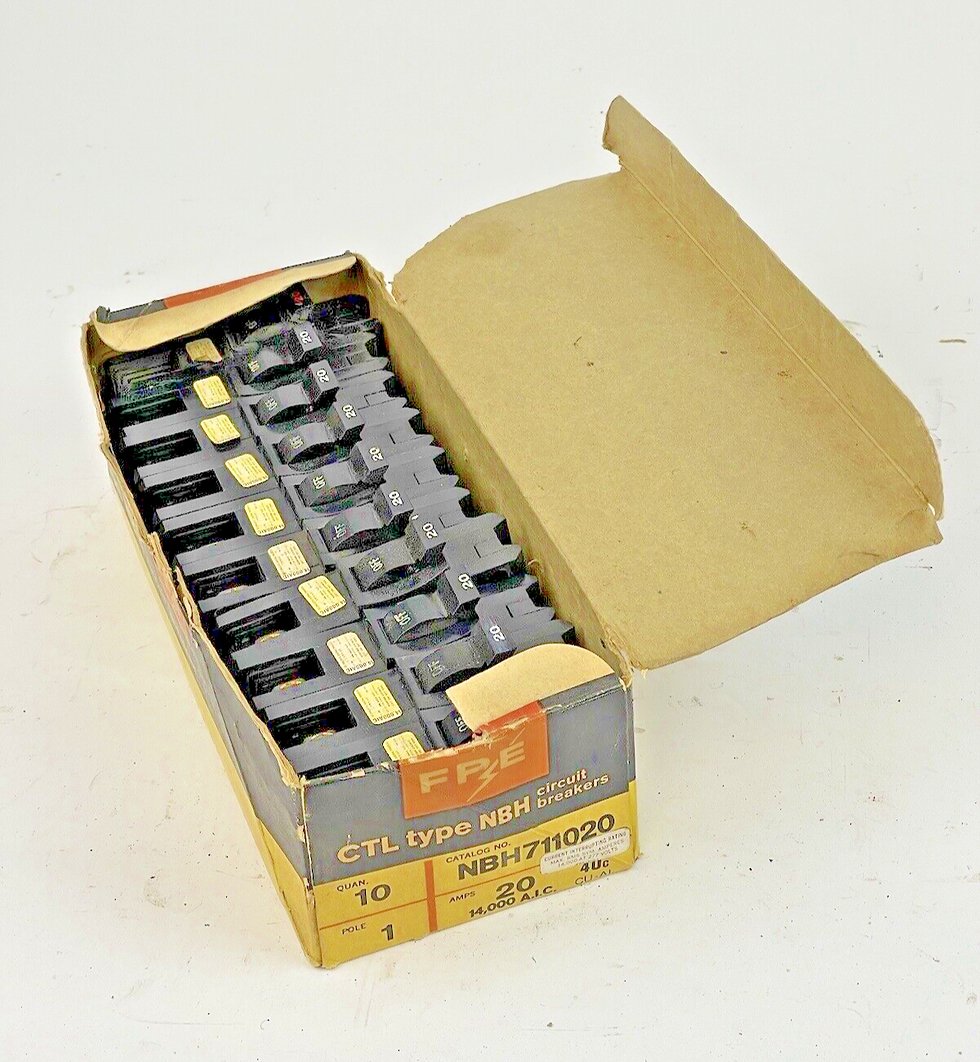 FEDERAL PACIFIC *BOX OF 10* CTL TYPE NBH 20A, 1 POLE CIRCUIT BREAKERS