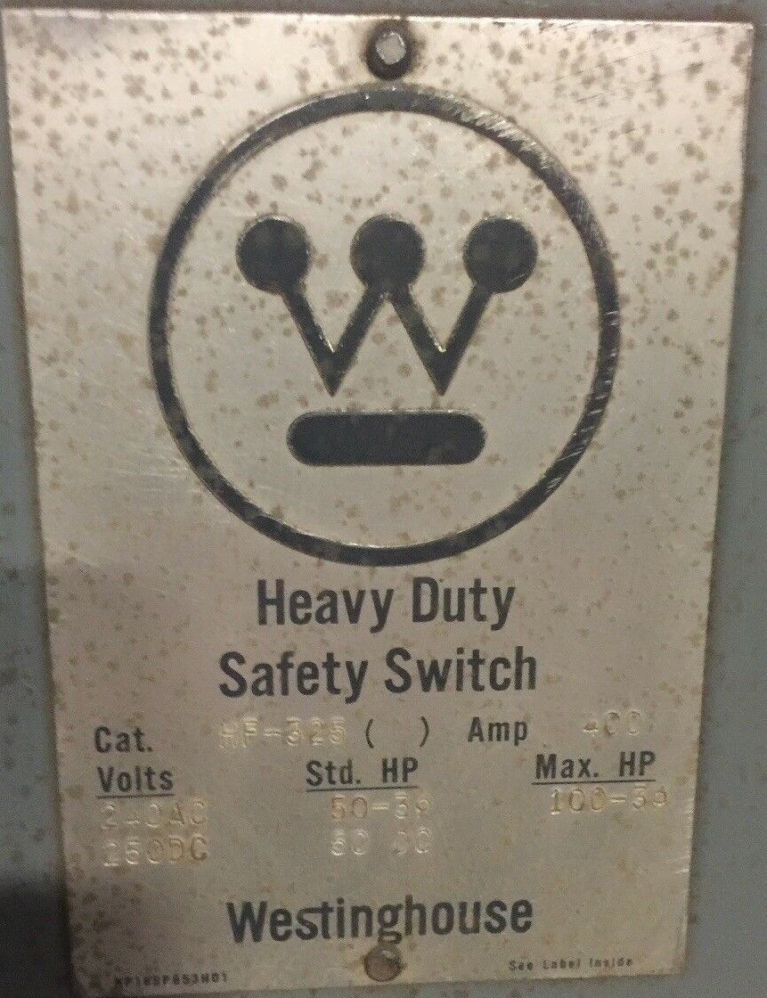 Thumbnail: WESTINGHOUSE HF325 SAFETY SWITCH 400AMP 240VAC 250VDC 100HP
