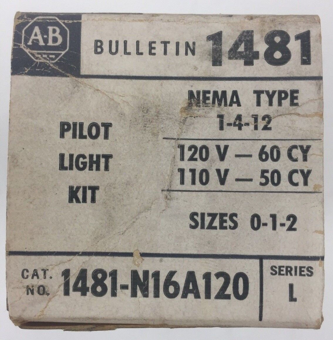 ALLEN BRADLEY 1481-N16A120 PILOT LIGHT 120V 60HZ SIZE 0-1-2 NEMA TYPE 1-4-12