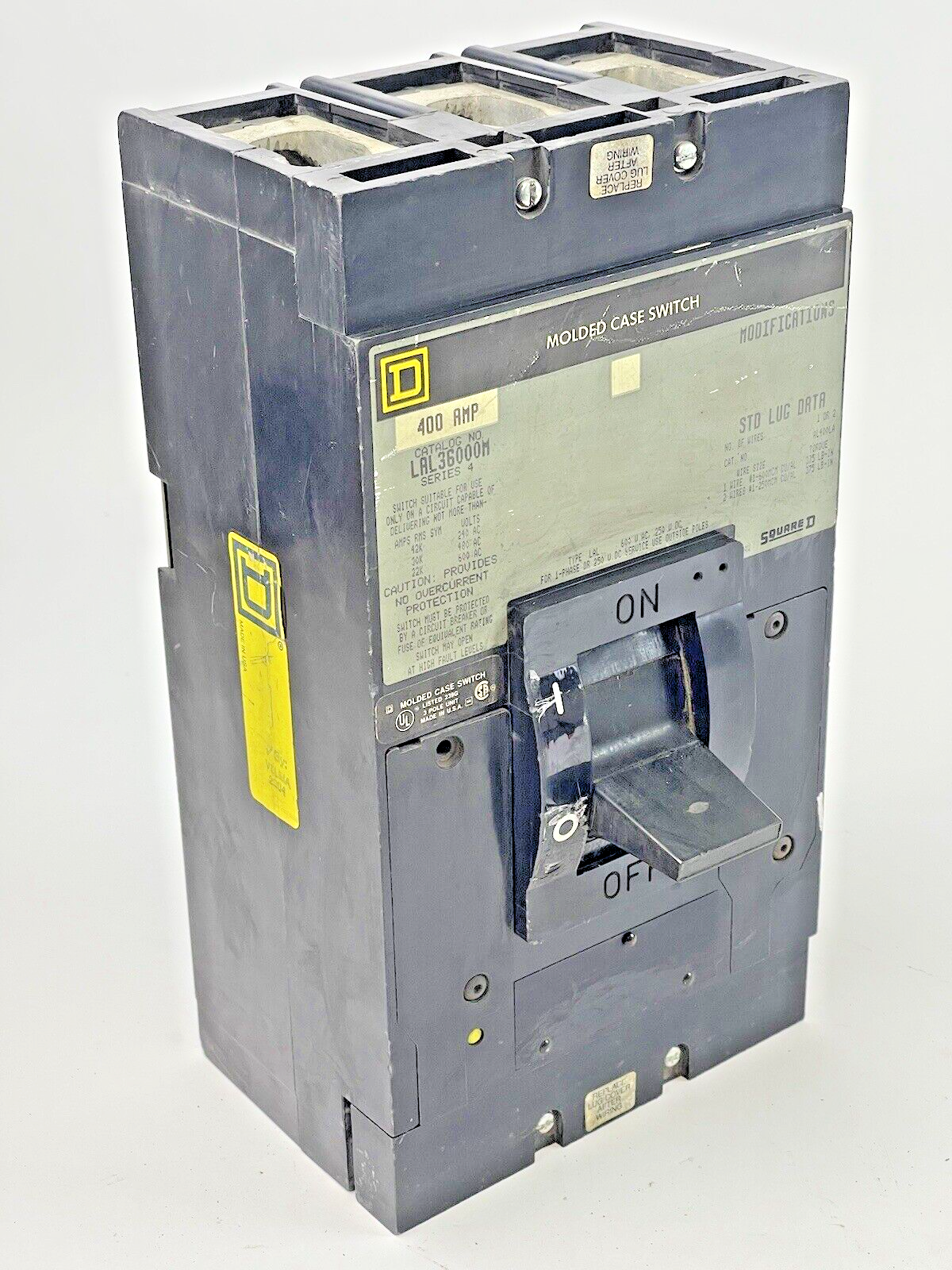 SQUARE D - LAL3600M SER. 4 - MOLDED CASE CIRCUIT BREAKER -400 AMP,3 POLE,600 VAC