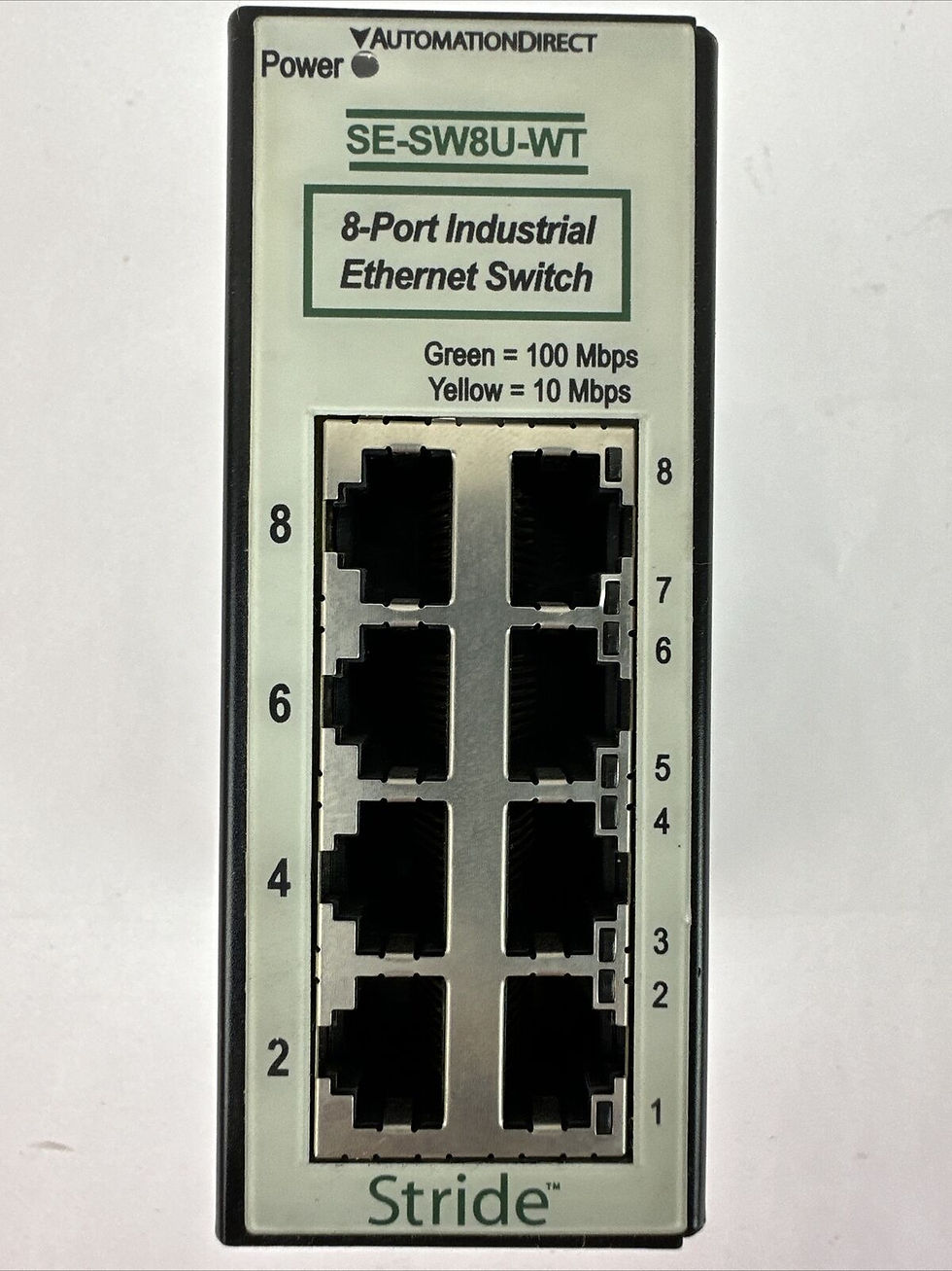STRIDE SE-SW8U-WT 8-PORT INDUSTRIAL ETHERNET SWITCH 150mA @ 30VDC REV 2.01