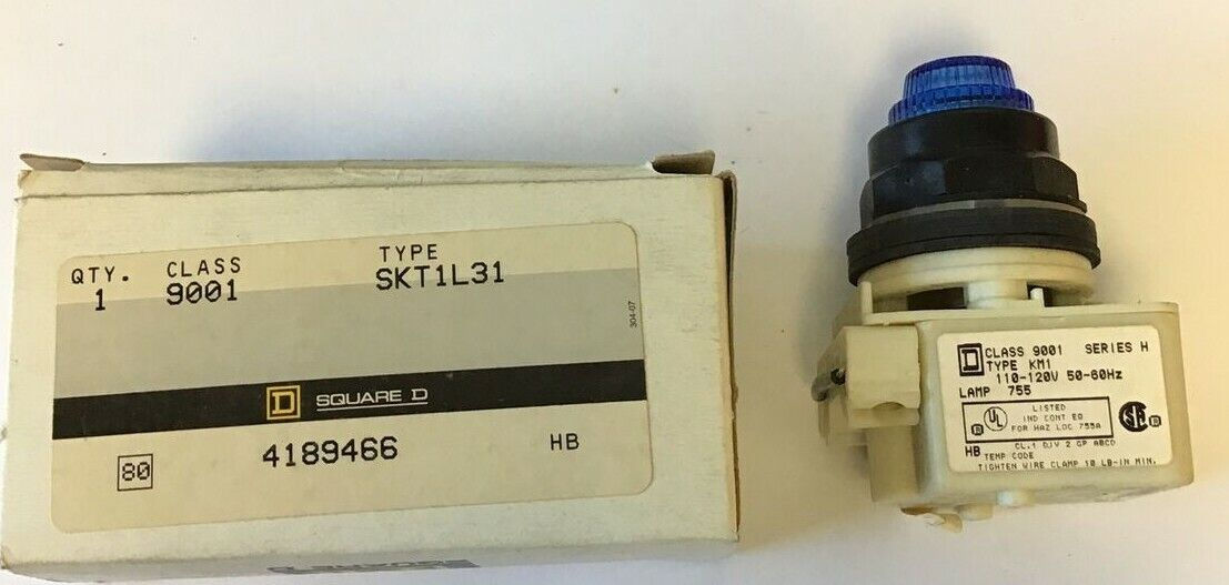 SQUARE D 9001 SKT1L31 PUSHBUTTON / PILOT LIGHT 120VAC