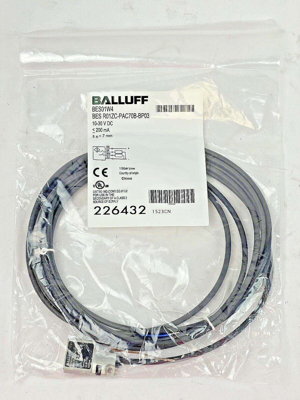 BALLUFF - BES R01ZC-PAC70B-BP03 -INDUCTIVE BLOCK STYLE PROXIMITY SENSOR- BES01W4
