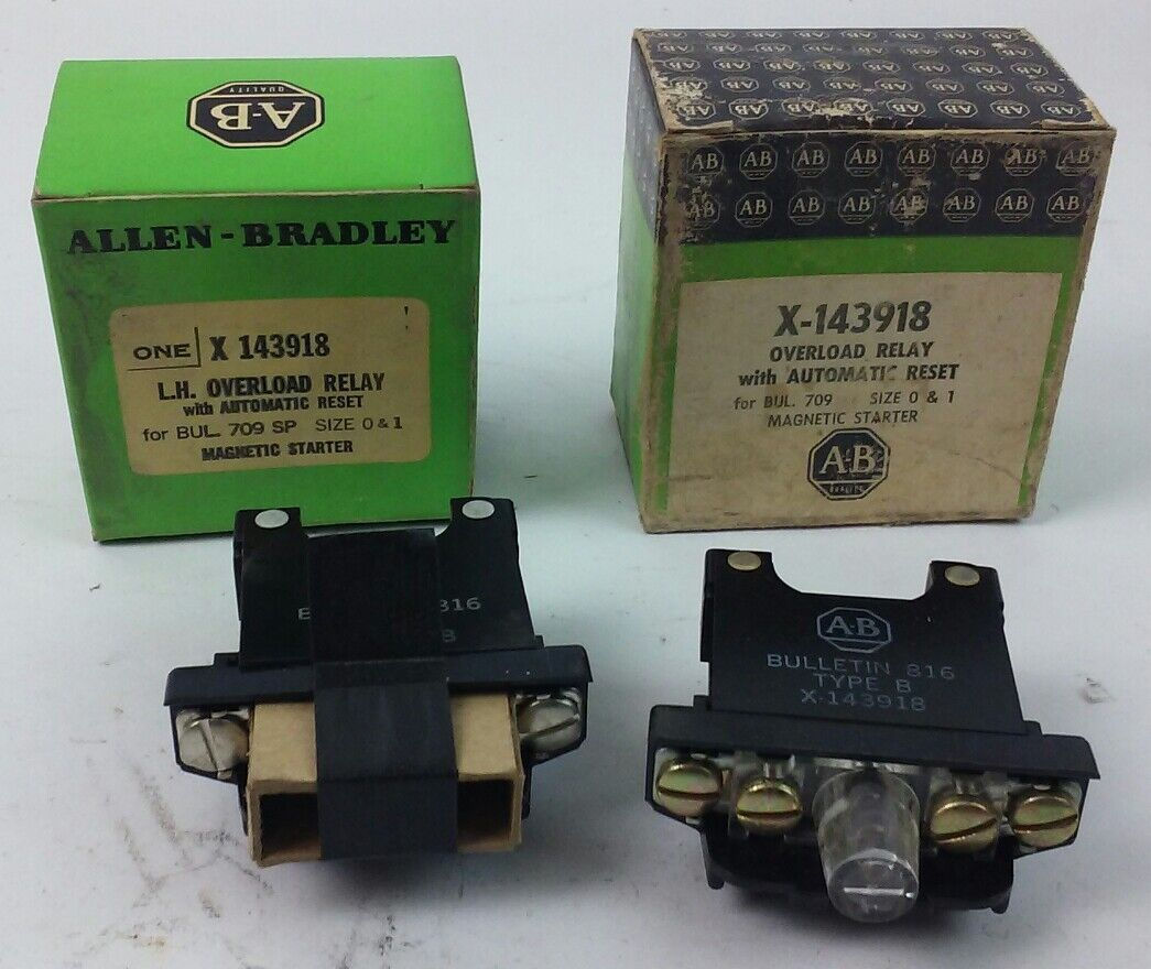 ALLEN BRADLEY X143918 OVERLOAD RELAY W/ AUTOMATIC RESET, BUL 709, SIZE 0 & 1,