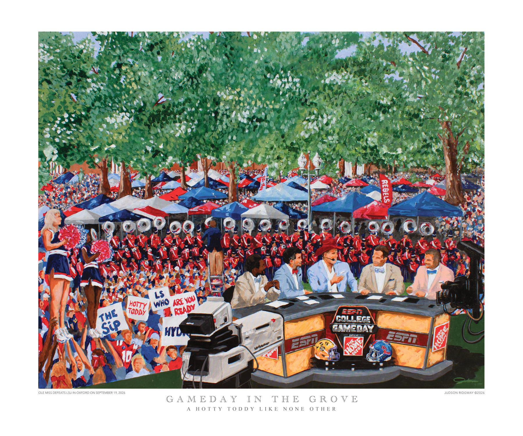 GAMEDAY IN THE GROVE - 22" x 17" Limited Edition Signed & Numbered Print