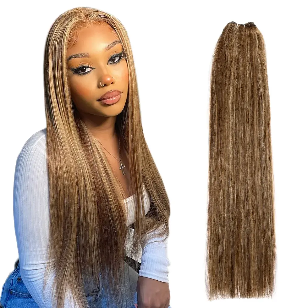 Thumbnail: Real Beauty Platinum Blond Human Hair Bundle Brazilian Straight Hair Weave