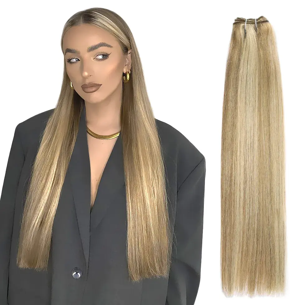 Thumbnail: Real Beauty Platinum Blond Human Hair Bundle Brazilian Straight Hair Weave