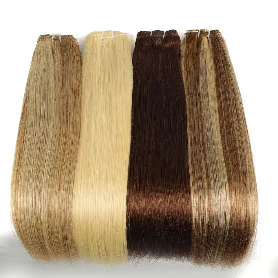 Thumbnail: Real Beauty Platinum Blond Human Hair Bundle Brazilian Straight Hair Weave