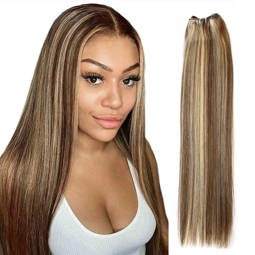 Thumbnail: Real Beauty Platinum Blond Human Hair Bundle Brazilian Straight Hair Weave
