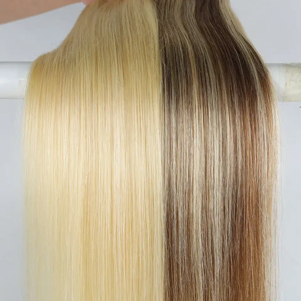 Thumbnail: Real Beauty Platinum Blond Human Hair Bundle Brazilian Straight Hair Weave