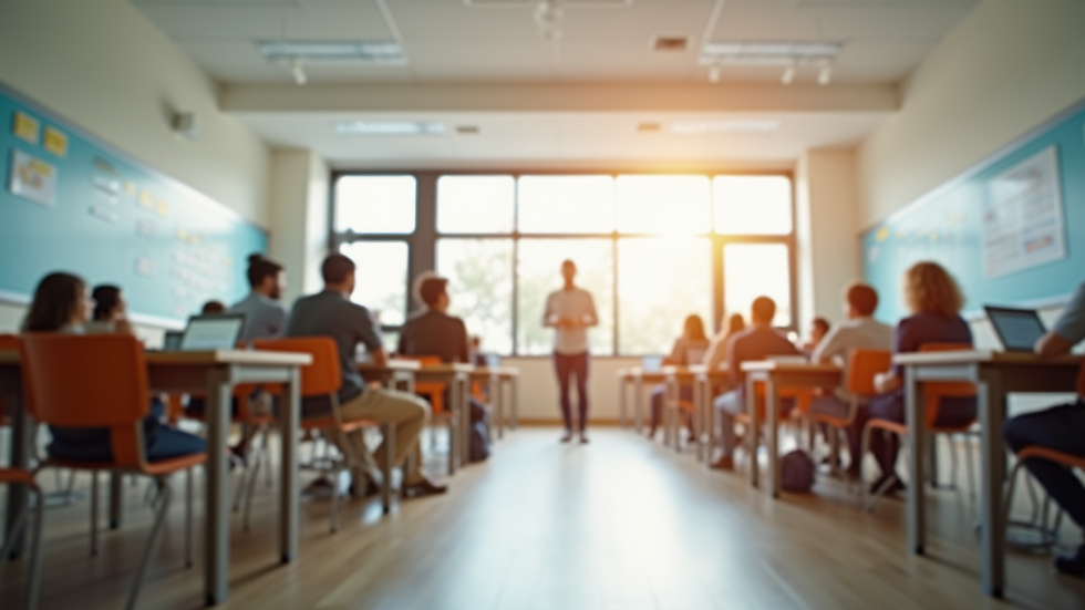 Eye-level view of a bright and welcoming tutoring centre classroom