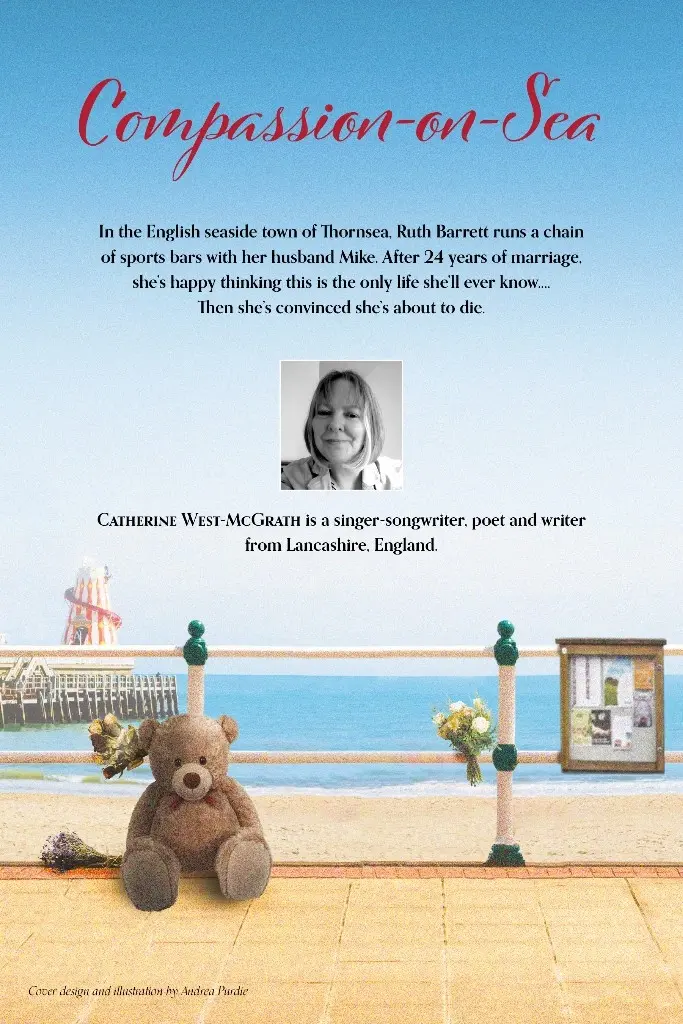 Back cover of Compassion-on-Sea: a self-published book by Catherine West-McGrath