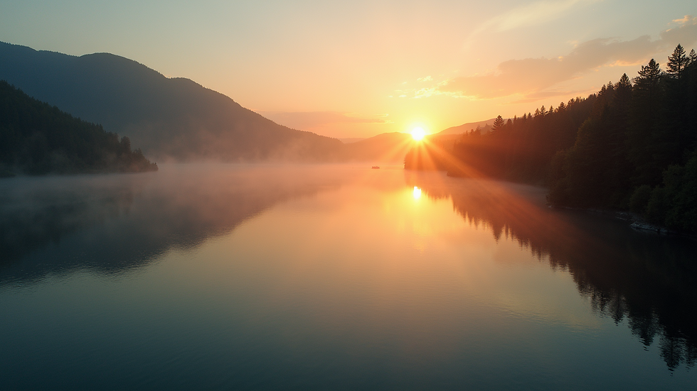 High angle view of a serene lake at sunset