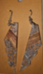 Thumbnail: Jagged wood & acrylic earrings