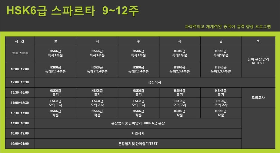 HSK 6급 스파르타 9~12주