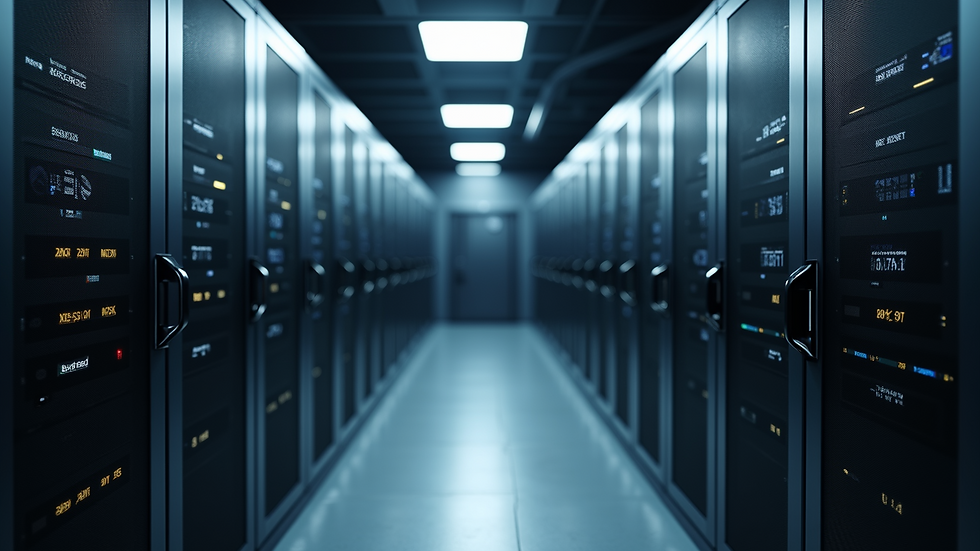 Wide angle view of a computer server room